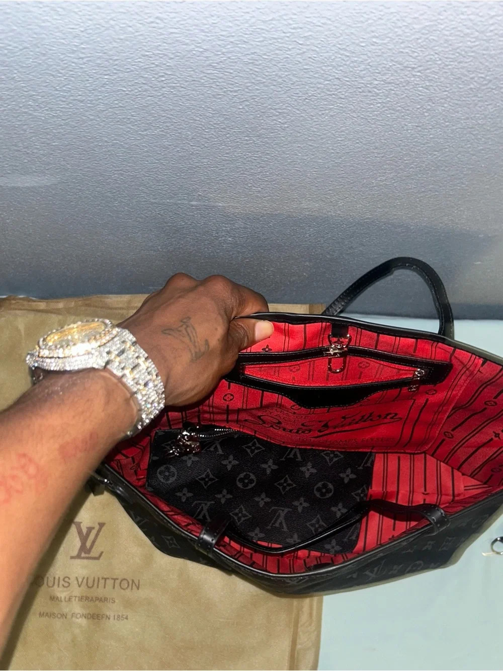 Authentic Louis Vuitton Black Monogram Tote Bag